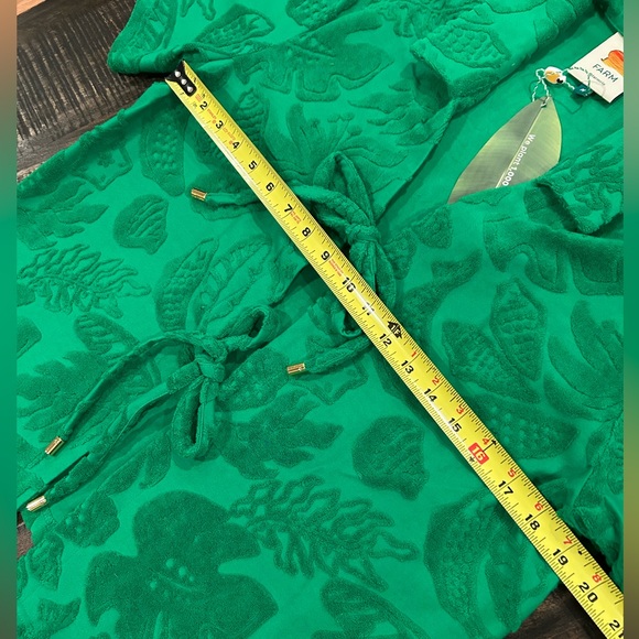 FARM Rio River Nature Terry Tie-Front Top Medium NWT Green Med M Anthropologie - Picture 11 of 13